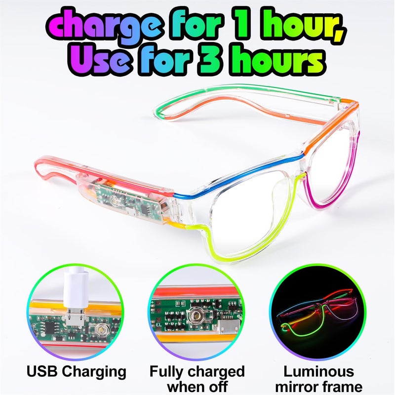 Xgood LED Glasses Multi-Color (8 Colors) Light Up Glasses w/o Wires Neon Glow Glasses for KTV, EDM, Rave Parties and Cosplay - Image 2